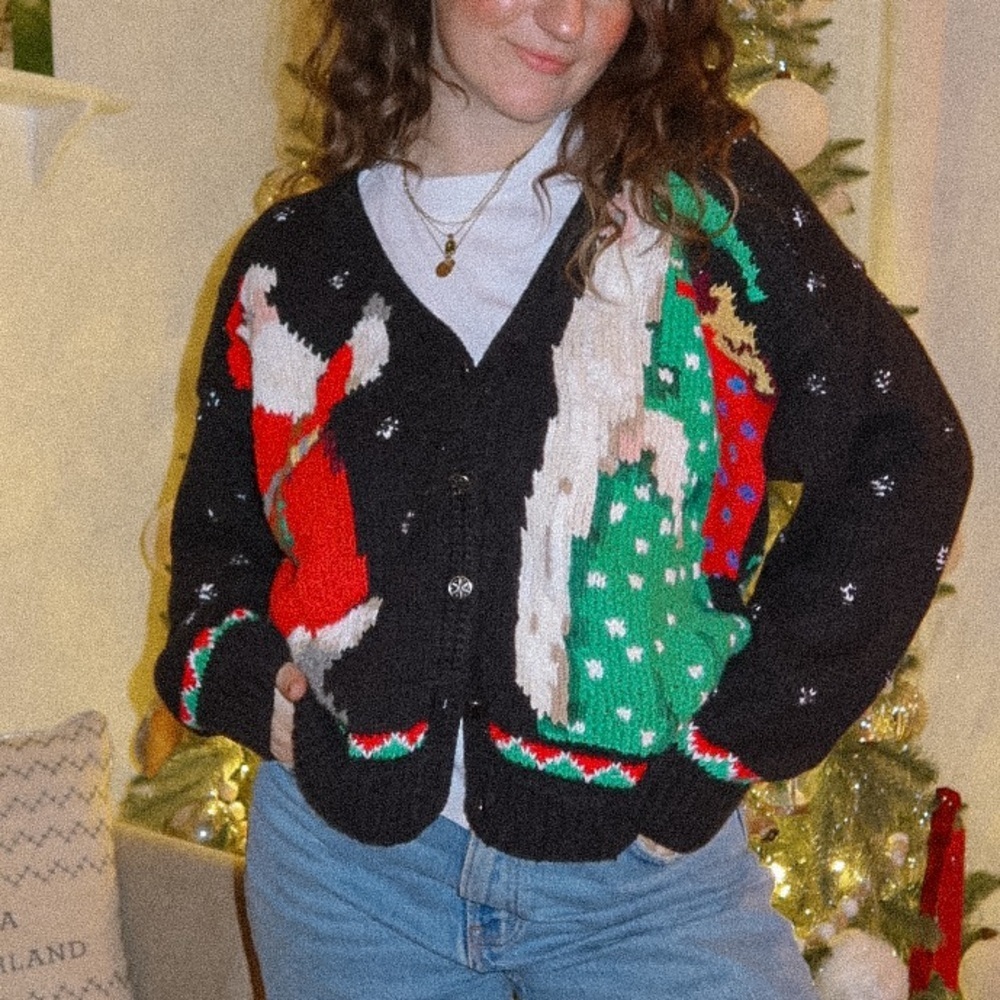 Northern Isles Hand Knit Santa Claus St Nick Ugly Christmas Sweater | large - Picture 7 of 8